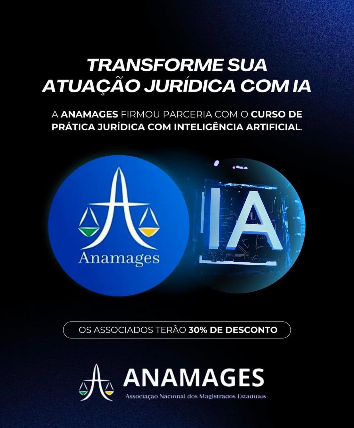 ANAMAGES oferece a associados desconto de 30% em curso sobre prática jurídica com inteligência artificial